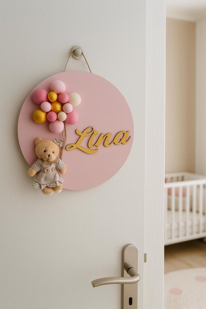 İstediğiniz İsmi Yazıyoruz - Bubble Ayıcıklı Bebek Kapı ve Duvar Süsü