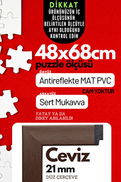 CreaWitch Puzzle Çerçevesi - 48x68 cm 1000 parça Renkli Siyah