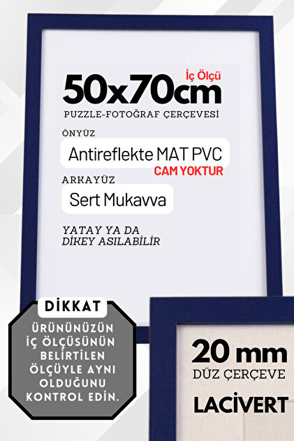 CreaWitch 20mm-50x70 Cm Şeffaf Pvc Li Camsız Fotoğraf 1000 Parça