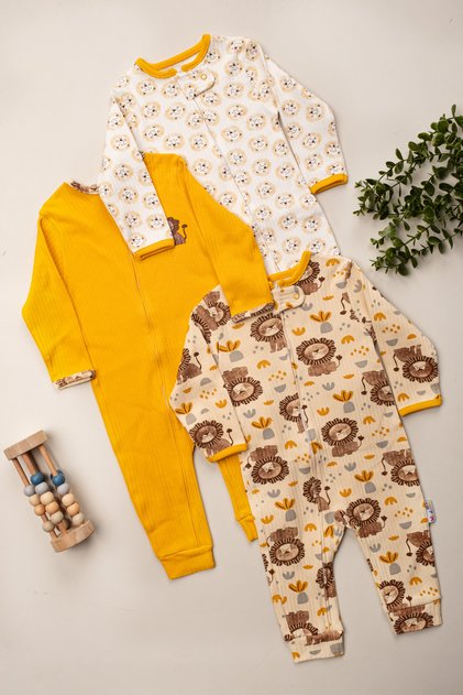 Organic Baby Boy Patterned 3-Piece Romper Set Newborn Clothing 9-12-18 Months 3-Piece Cotton 3 Pieces