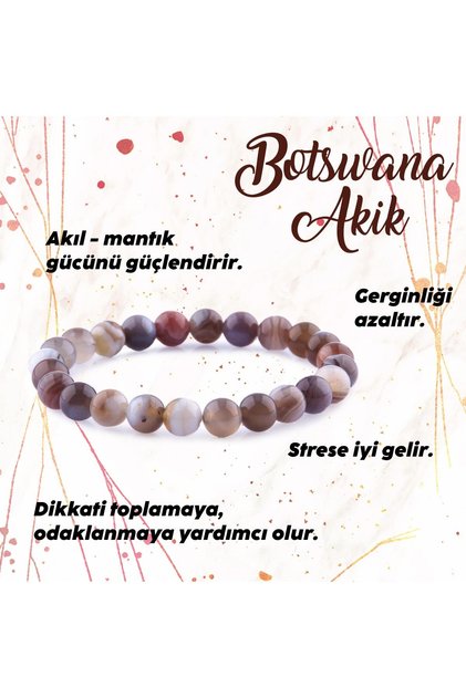 Certified Bostwana Agate Natural Stone Bracelet - 8 Mm B771