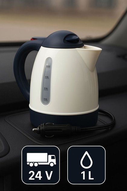 1 Litre 24 Volt Araç Içi Oto Su Isıtıcı Kettle Çakmaklık Girişli