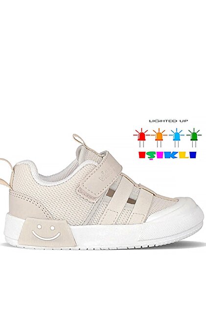 Vicco Momo Yazlık Ortopedik Unisex Çocuk Işıklı Spor Ayakkabı Bej