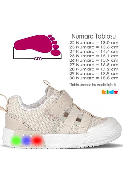 Vicco Momo Yazlık Ortopedik Unisex Çocuk Işıklı Spor Ayakkabı Bej