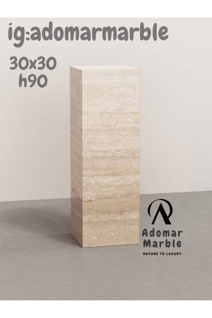 TRAVERTEN MERMER YAN SEHPA, ZİGON Sehpa, Özel Ölçü, %100 Mermer sehpa, Minimal & Modern Tasarım