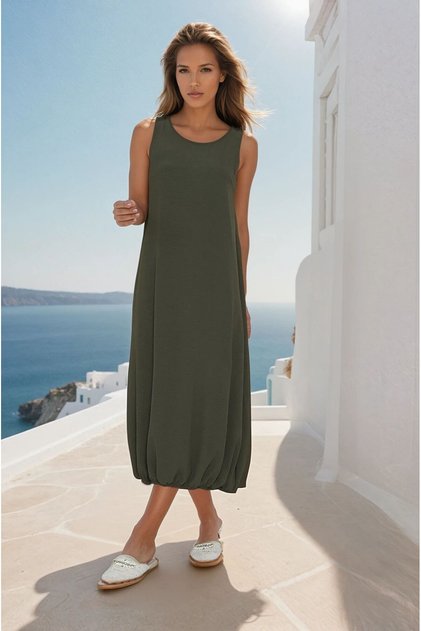 Women's New Season Khaki Skirt Elastic Sleeveless Airobin Wear-Remove Daily Comfortable Summer Dress 700-3657286