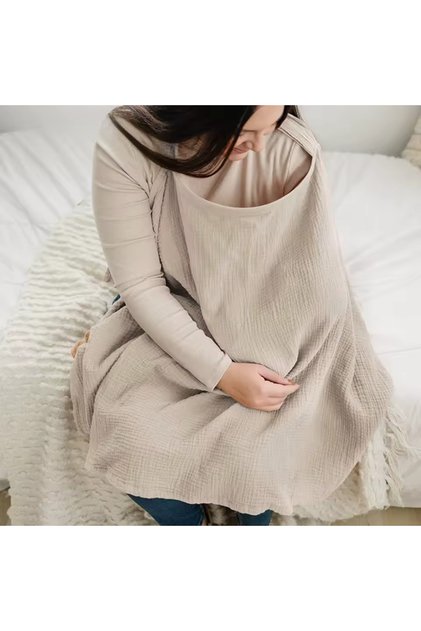 Breastfeeding Bib 4 Layers Oeko-Tex Certified Organic Muslin Fabric, Multi-Purpose, Stroller Cover 100% Cotton