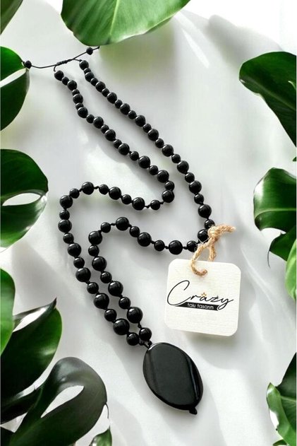 6&8 mm Genuine Onyx Natural Stone Long Unisex Necklace (70-80 cm)