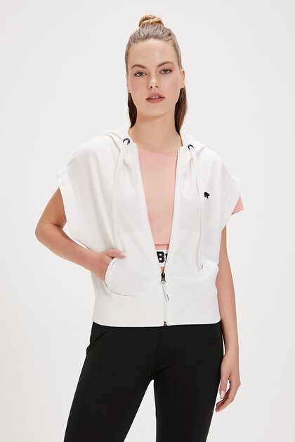 Kelly White Full-Zip Sweatshirt