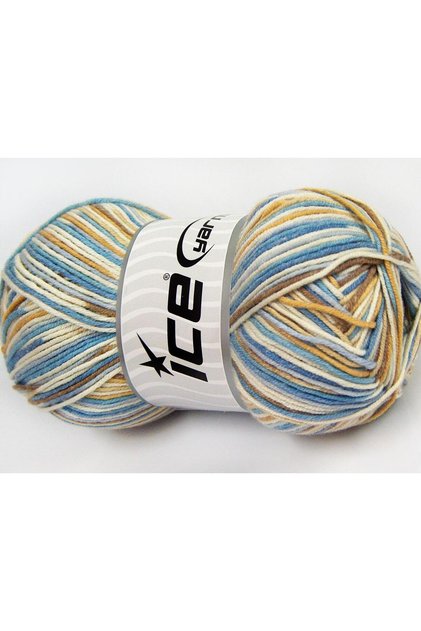 Lot of 4 X 100Gr Skeins Ice Yarns Lorena Color (50% Cotton) Yarn Cream Camel Blue Shades