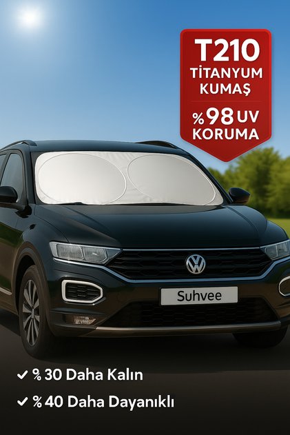 Suhvee Katlanabilir Ön Cam Güneşliği – T210 Titanyum Kumaş, %98 UV Koruma, Tüm Araçlara Uyumlu