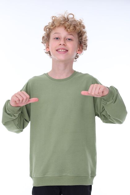 Unisex Basic Plain Khaki Color 100% Cotton Sweatshirt (2-11 Years)
