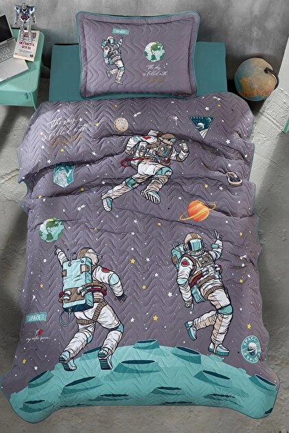 Clasy Aran Tekstil %100 Pamuk Genç Yatak Örtüsü-space Antrasit