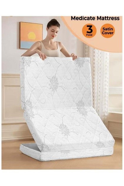 Premium American Satin Quilted Medicated Folding 180 x 90 x 7cm White Mattress