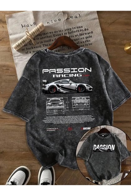 Passion Car Printed Washable Vintage Unisex Oversize T-Shirt