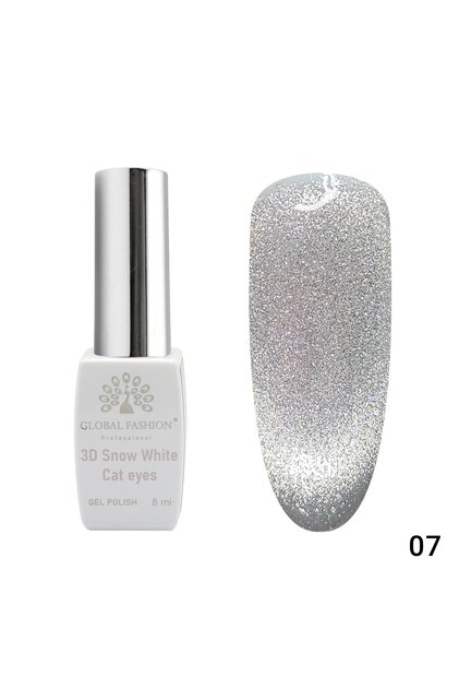 Oja semipermanenta, Snow White, 3D Cat Eye, 8ml, 07(FARA TPO)
