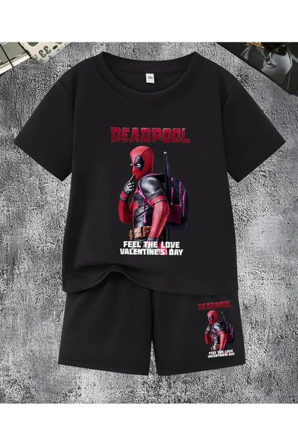 تي شيرت للأولاد بطابع Deadpool - طقم شورت