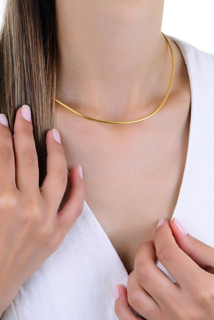 Gümüş altın yaldızlı italyan model silindir şekilli kolye SGTL12953GOLD