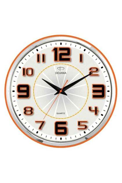 Round Analog Wall Clock White/Orange