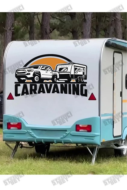 Caravaning 40×23 cm Sticker Caravan Sticker Coating Sun Background