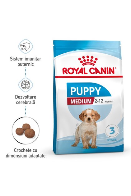 Hrană uscată Royal Canin Medium Puppy pentru câini juniori de talie medie, 1 kg