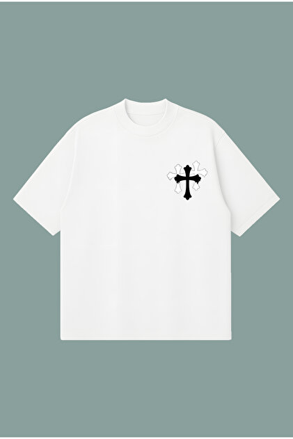 PURE POWER Chrome Hearts Haç Boxy Fit Oversize Unisex %100 Pamuklu