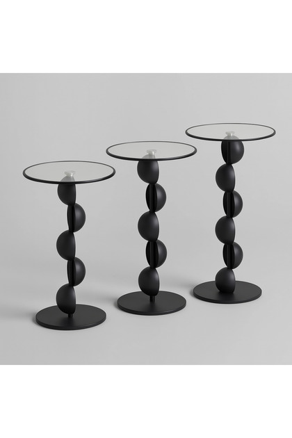 طقم طاولات جانبية معدنية بتصميم عصري – 3 قطع