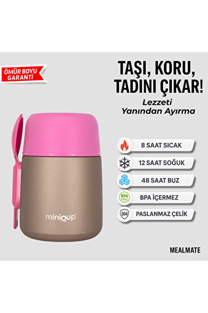 MiniQup MealMate Yemek Termosu 500ml – Çelik, Sızdırmaz, BPA