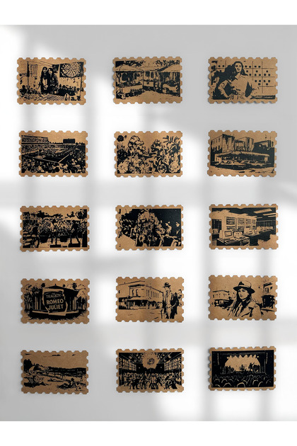 Vintage Retro Kraft Sticker, 15'li Pul Sticker Seti | Journaling & Scrapbook Uyumlu