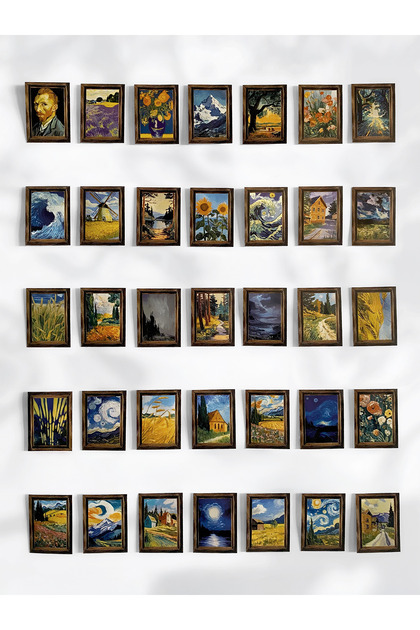 50’li Van Gogh Sanat Tablosu Stilinde Pul Sticker Seti | Scrapbook & Bullet Journal Çıkartmaları