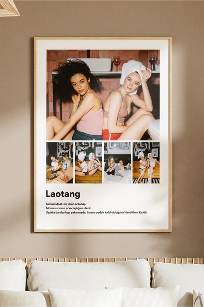 Kişiye Özel 5 Fotoğraflı Arkadaşlık Posteri | Laotang & Kutup Yıldızı Temalı Dostluk Tasarımı
