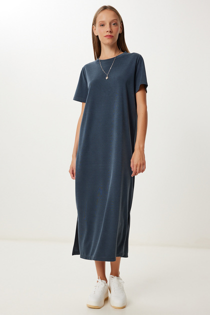 Oversize Basic Summer Knitted Dress Lub0082 Dark Anthracite