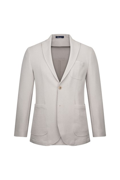 Beige Slim Fit Mono Collar Classic Jacket
