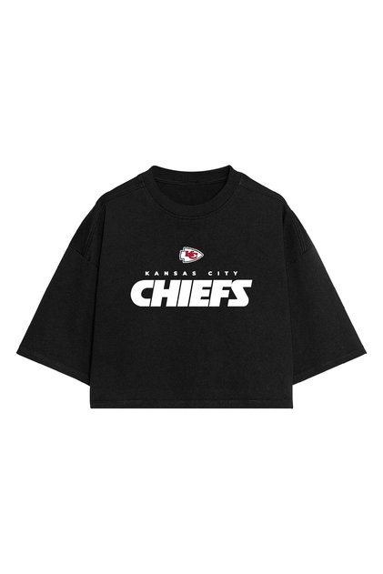 Kansas City Chiefs Football Black Oversize Crop T-Shirt