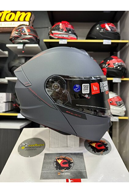 MT Genesis SV Solid A2 Mat Titanyum Çene Açılır Motosiklet Kaskı
