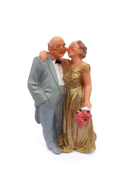 Set 2 figurine decorative, bunic și bunica gata de petrecere, 7x14 cm, multicolore
