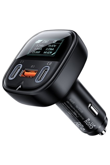 Ładowarka samochodowa z wyświetlaczem 2x USB-C 1x USB 101W Power Delivery QC 4.0 czarny