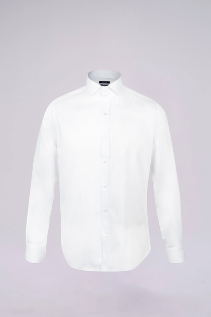 White Slim Fit Long Sleeve Open Italian Collar Satin Shirt