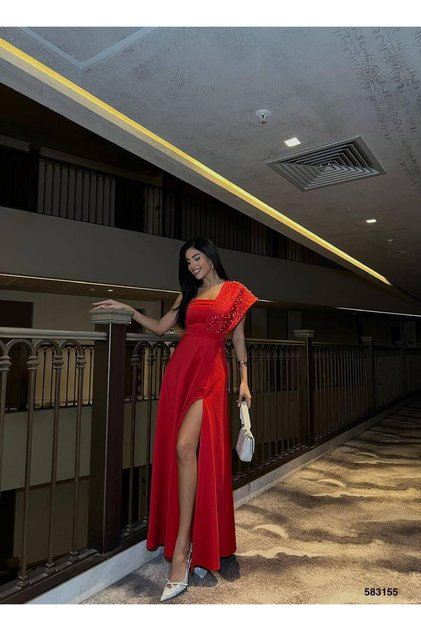 Rochie de seara cu un singur umar 583155 ROSU