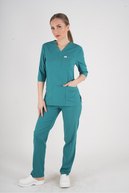 Unisex Surgical Green Violet Model Scrubs Set Doctor Nurse Uniform