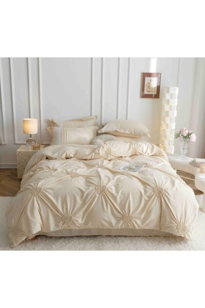 Διπλά Λευκά Είδη, Jojo Home, Uni, Κεντημένες Καρδιές, 6 Τεμάχια, Finet, 230x250cm, Υπόλευκο