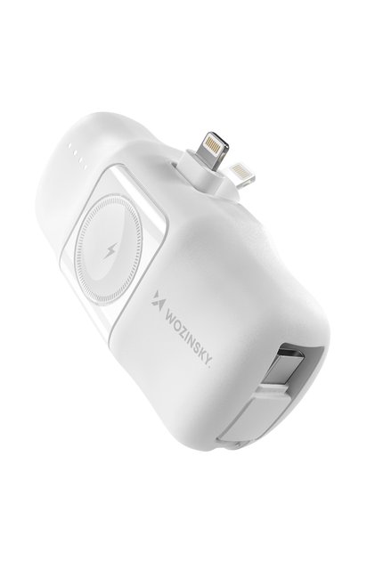 Mini powerbank 5000mAh 15W iPhone Lightning и ładodarką за Apple Watch - бял
