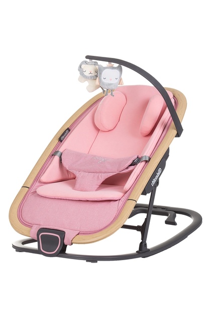 Scaunel balansoar bebelusi Senso pink marshmallow wood