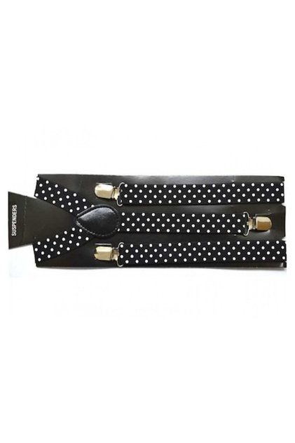 Bretele Unisex, Model Y, Inchizatori Metalice, 25 mm, Imprimeu Buline, Negru-Alb