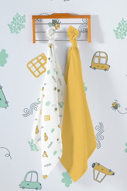 Multi-Purpose Baby Muslin Cover Set of 2 - Elephant