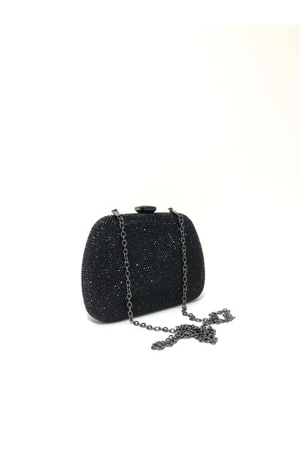 Black Color Double Side Stone Material Evening Dress Portfolio Clutch Wedding Engagement Henna Evening Bag