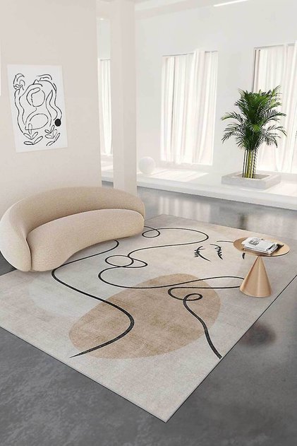 Covor lavabil antiderapant, pet friendly, cu model imprimat, pentru living și bucătărie