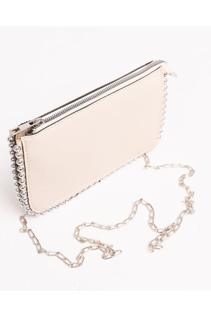Mini Beaded Zipper Closure Women's Shoulder and Portfolio Bag