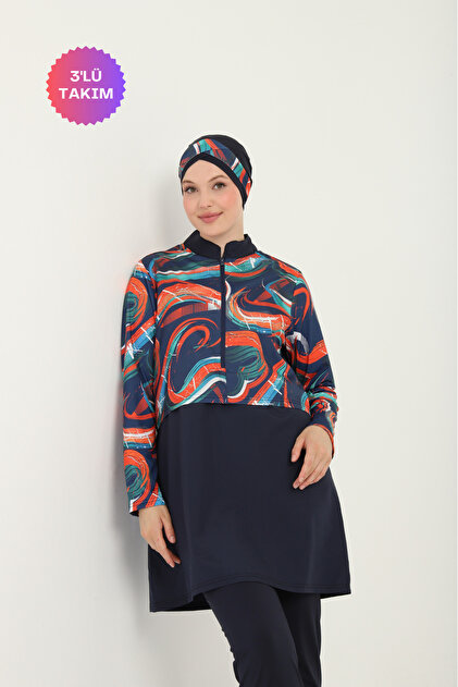 Water Repellent Quick Dry 3-Piece Fully Covered Hijab Swimsuit Set
