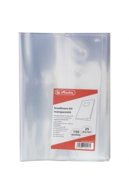 Copertă de carte A4, culoare transparentă, material PP, 150 microni